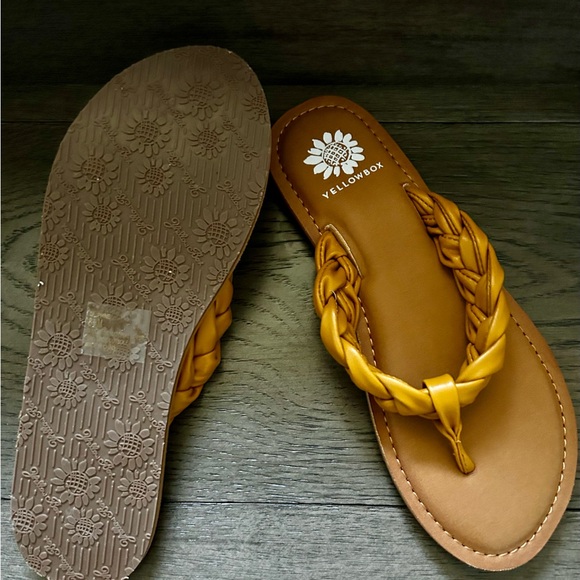 NWOT! Size 8.5 YellowBox Women's Mustard Braided Dauphine Sandals - Picture 2 of 6